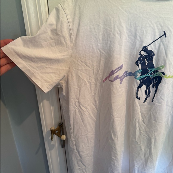 Ralph Lauren White Tee with Multicolor Logo - Picture 5 of 7